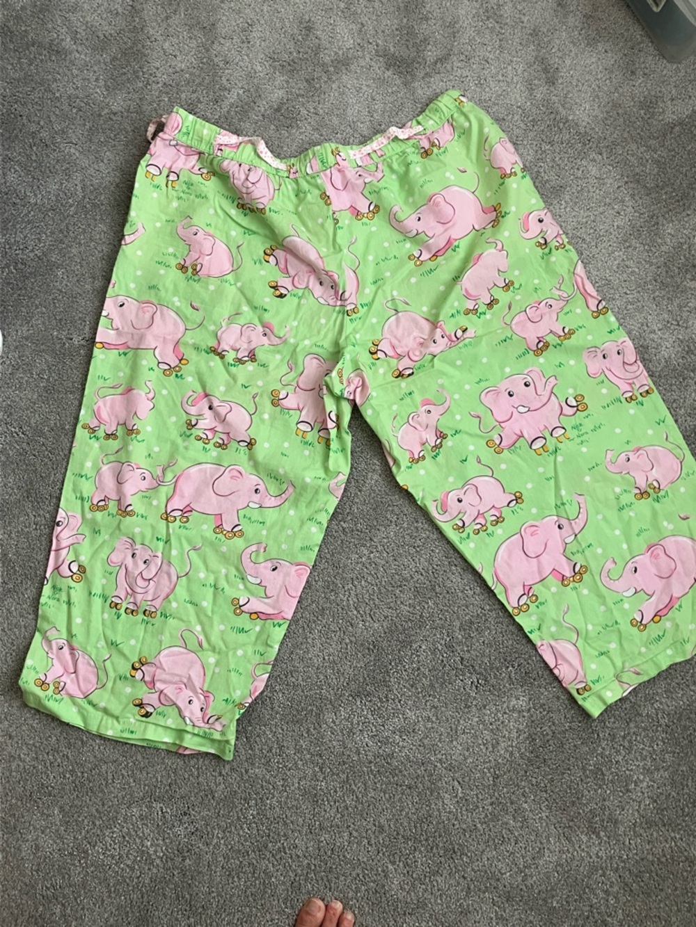 Adorable VINTAGE Nick & Nora Cropped Pajama Pants with Pink Elephants XXL - Picture 7 of 8